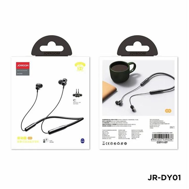 Casti wireless JoyRoom - Magnetic Neck Sports Headphones (JR-DY01) - Bluetooth 5.0, Dual Dynamic Speakers - negru