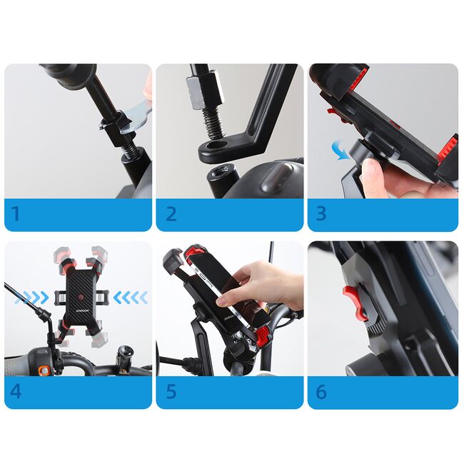 Suport bicicleta / motocicleta pentru telefon JoyRoom -(JR-ZS288) - Strong Grip, dimensiuni intre 4.7 - 7" - negru