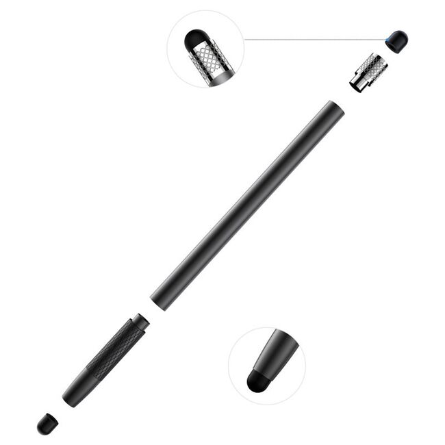 Stylus Pen JoyRoom cu 2 varfuri - Stylus Pen (JR-DR01) - Pasive, Capacitive, pentru tablete si telefoane compatibil, Android si iOS, negru