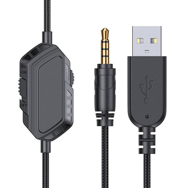 Casti gaming JoyRoom - Wired Headphones (JR-HG1) - cu microfon, LED Light, Jack 3.5mm - Negru / Verde
