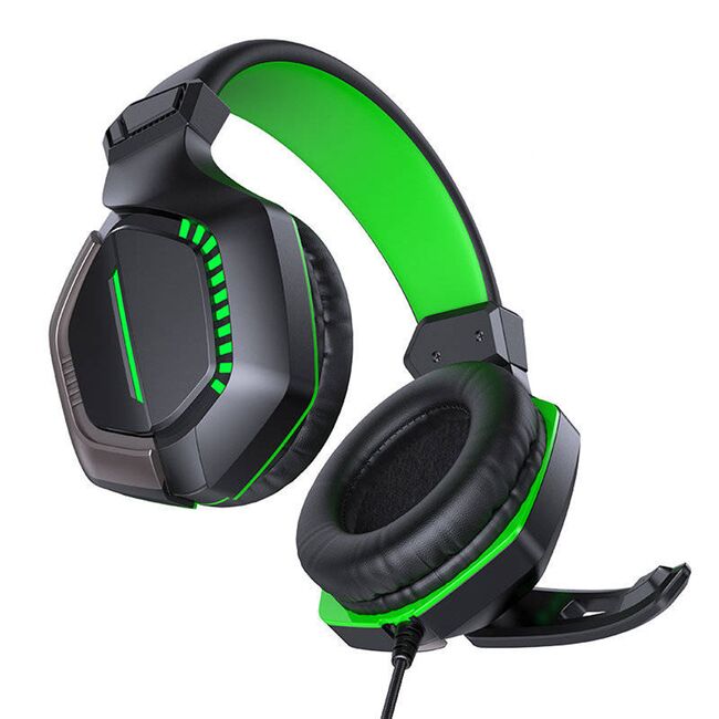Casti gaming JoyRoom - Wired Headphones (JR-HG1) - cu microfon, LED Light, Jack 3.5mm - Negru / Verde