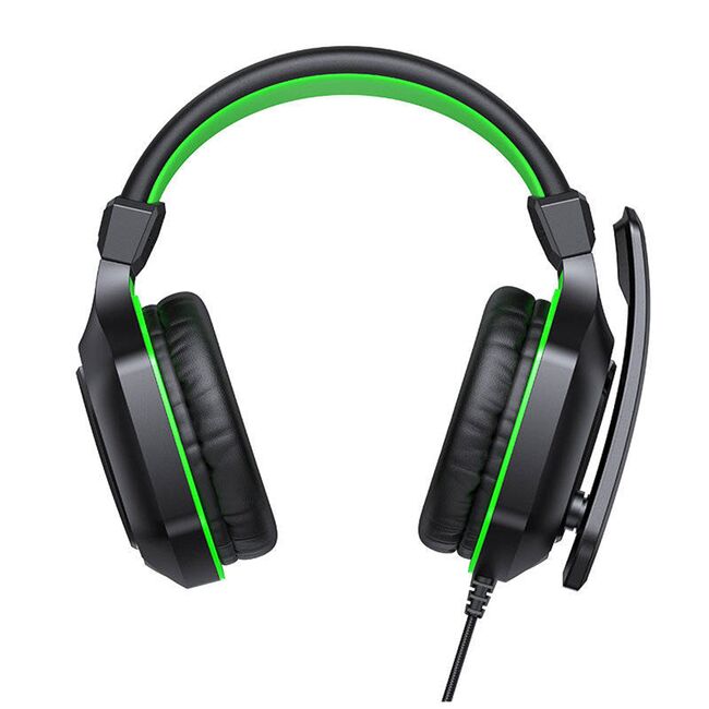 Casti gaming JoyRoom - Wired Headphones (JR-HG1) - cu microfon, LED Light, Jack 3.5mm - Negru / Verde