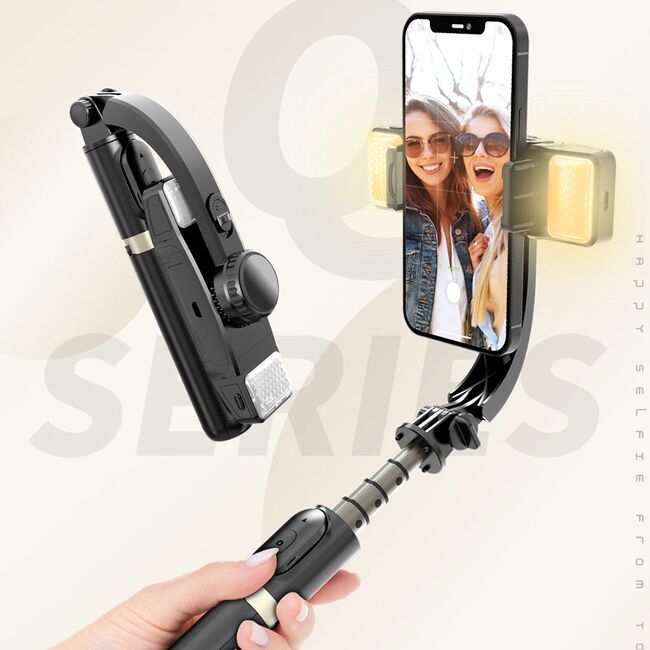 Selfie stick trepied Bluetooth cu lumini LED Techsuit Q08D, 75cm