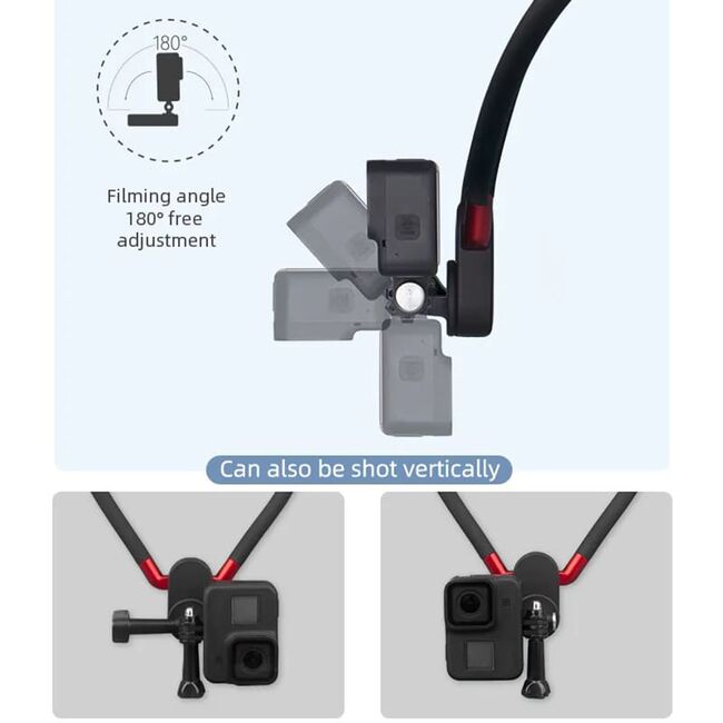 Suport pentru GoPro / Action camera Neck Holder U-Shaped, portabil si flexibil, negru
