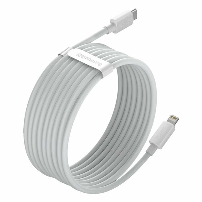 Set 2 x Cablu date si incarcare de la USB Type-C la iPhone / Lightning 20W, 1.5m Baseus, alb, TZCATLZJ-02