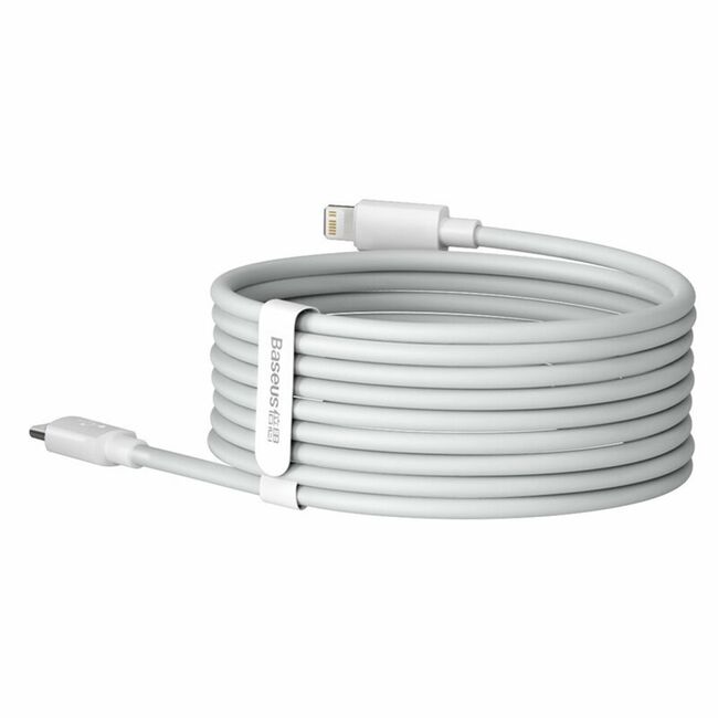 Set 2 x Cablu date si incarcare de la USB Type-C la iPhone / Lightning 20W, 1.5m Baseus, alb, TZCATLZJ-02