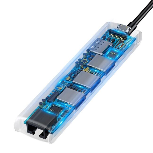 Hub Adaptor Baseus - Connection Hub (CAHUB-J0G) - USB-C la HDMI, USB Type-C, 3 x USB, RJ45 - space grey