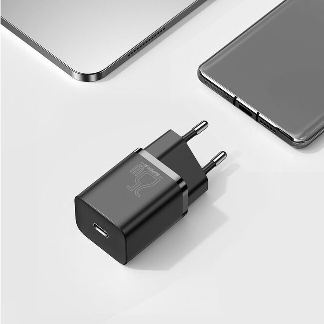 Incarcator priza USB-C, PD25W, 3A cu Cablu Type-C la Type-C, 1m, negru