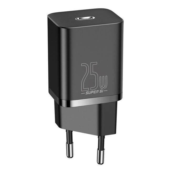 Incarcator priza USB-C, PD25W, 3A cu Cablu Type-C la Type-C, 1m, negru