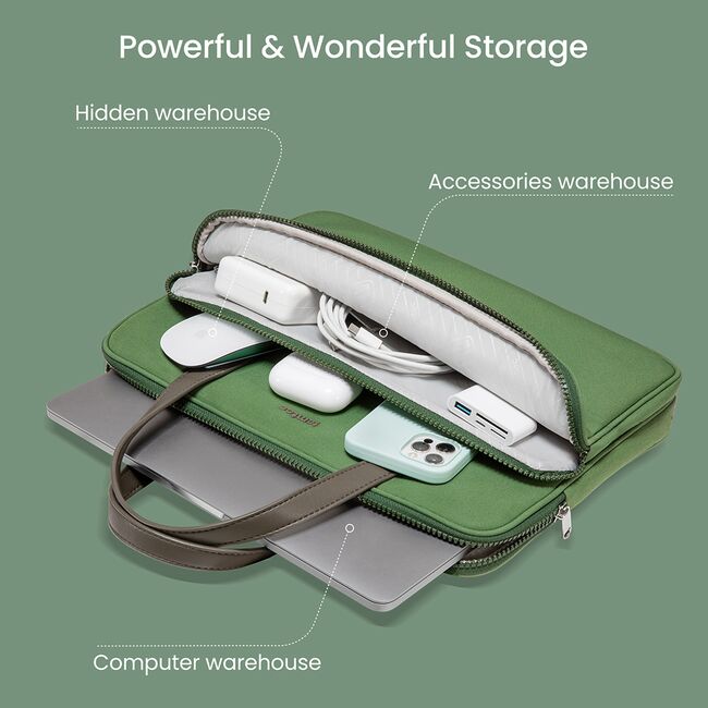 Servieta laptop 16 inch, 4 compartimente Tomtoc, verde, A11F2T1