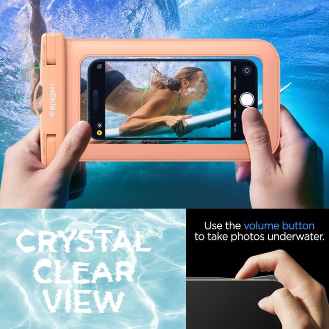 Husa subacvatica telefon waterproof Spigen A601, 3.5 - 7", portocaliu