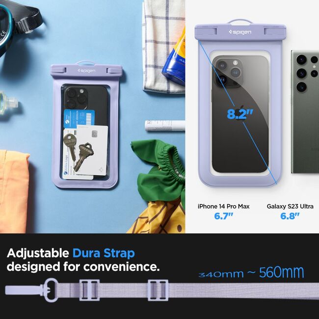 Husa subacvatica telefon waterproof Spigen A601, 3.5 - 7" - aqua blue