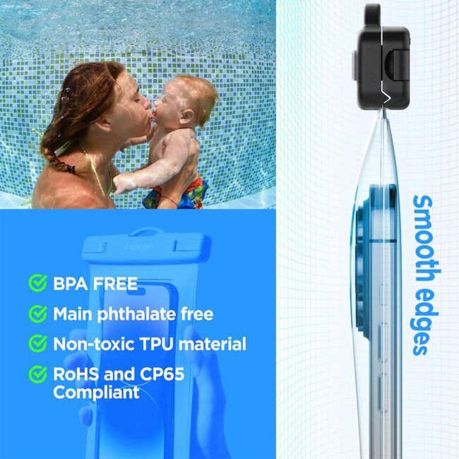 Husa subacvatica telefon waterproof Spigen A601, 3.5 - 7" - aqua blue