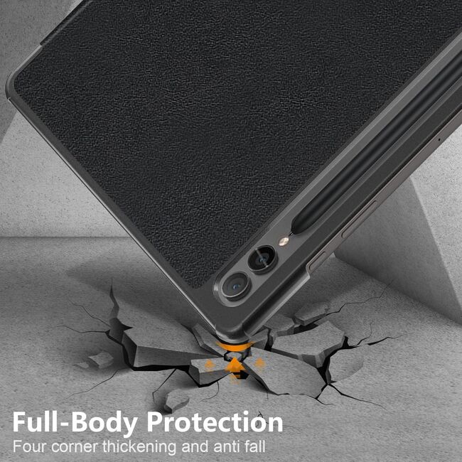 Husa Samsung Galaxy Tab S9+ Plus 12.4 inch UltraSlim de tip stand, functie sleep/wake-up, ProCase, negru
