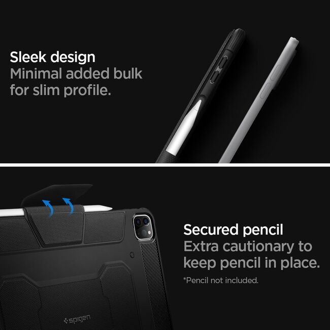 Husa Apple iPad Pro 11 (2020 / 2021 / 2022) Spigen Rugged Armor Pro, negru