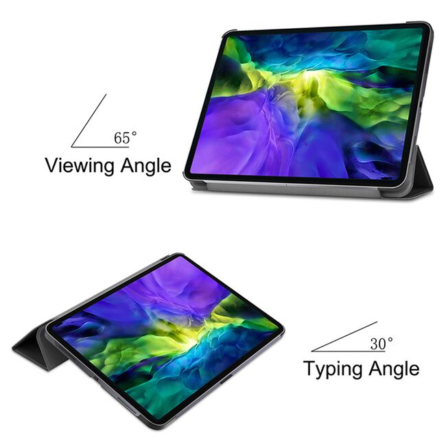 Husa pentru iPad Pro 12.9 2022, 2021, 2020 tip stad, cu functie wake-up/sleep, negru