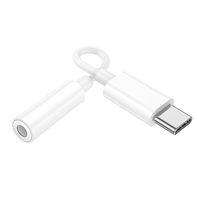 Convertor tip C, adaptor USB-C la Jack 3.5mm Hoco LS35, alb