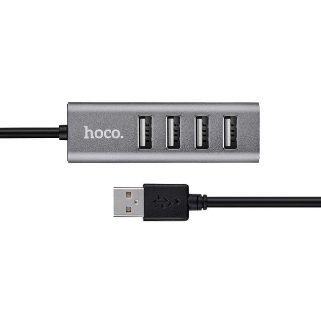 Hub USB 4 porturi, docking station Hoco HB1, gri