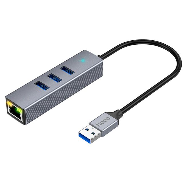 Docking station USB3.0, Ethernet Hoco HB34, 1000Mbps, gri