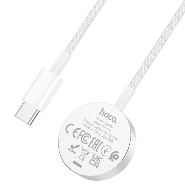 Incarcator fara fir Apple Watch Hoco CW46, 1.2m, alb
