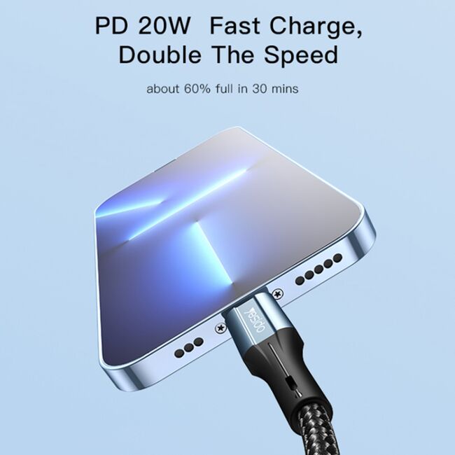 Cablu de date USB-C la Lightning Yesido CA95,  3A, 20W, 480Mbps, 1.2m