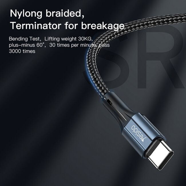 Cablu de date 2 x Type-C Yesido CA96, 3A, 60W, 480Mbps, 1.2m