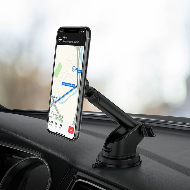 Suport auto magnetic telefon bord / parbriz Hoco CA67, negru