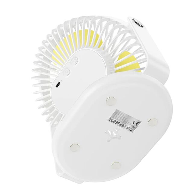 Mini ventilator de birou cu lumini LED Hoco F14, alb
