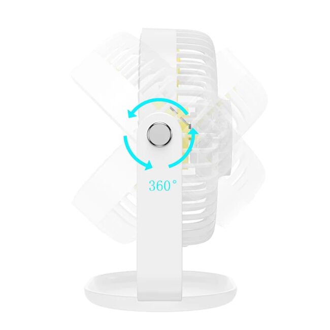 Mini ventilator de birou cu lumini LED Hoco F14, alb