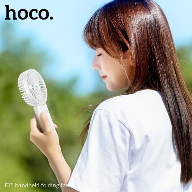 Mini ventilator portabil de birou cu suport telefon Hoco F15