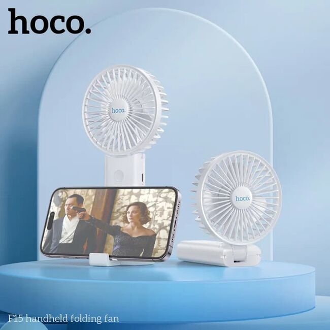 Mini ventilator portabil de birou cu suport telefon Hoco F15