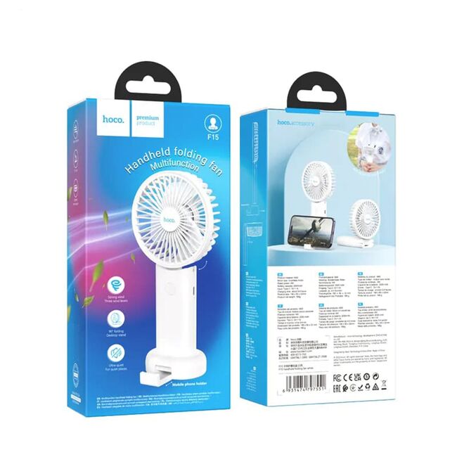 Mini ventilator portabil de birou cu suport telefon Hoco F15