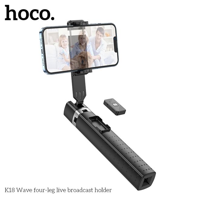 Selfie stick Bluetooth cu telecomanda Hoco K18, negru