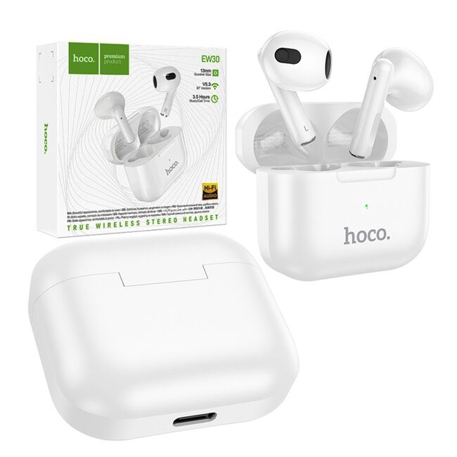 Casti Bluetooth, earbuds true wireless Hoco EW30, alb
