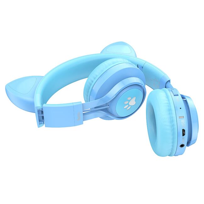 Casti cu urechi de pisica Bluetooth pentru copii Hoco W39, roz