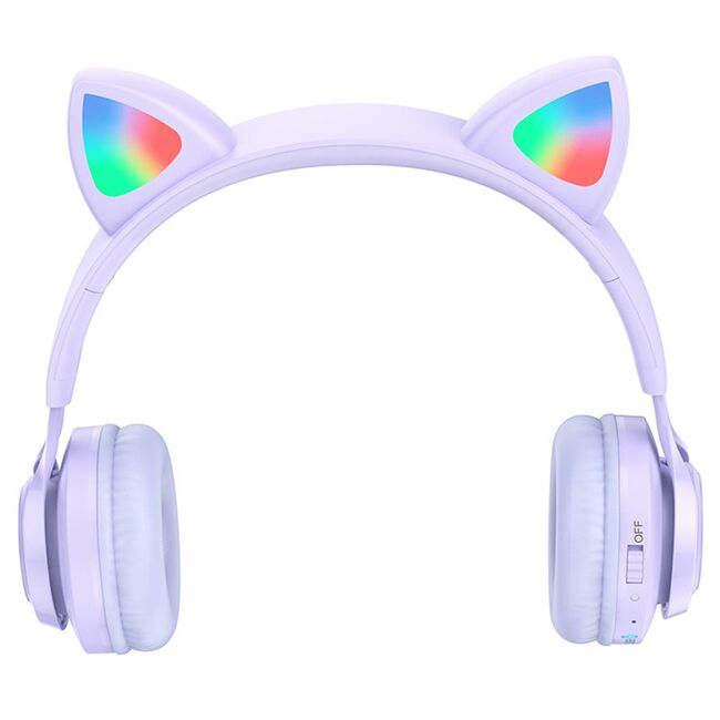 Casti cu urechi de pisica Bluetooth pentru copii Hoco W39, roz