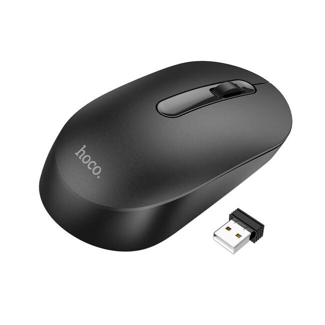 Mouse wireless pentru laptop 2.4G, 1200 DPI Hoco GM14, negru