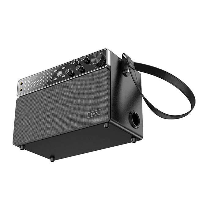 Boxa karaoke cu 2 microfoane wireless Hoco BS50, Bluetooth 5.0, SD Card, U Disk, AUX, 120W, 4000mAh, negru