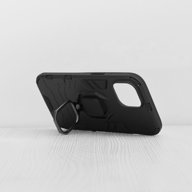 Husa iPhone 15 Techsuit cu inel Silicone Shield, negru