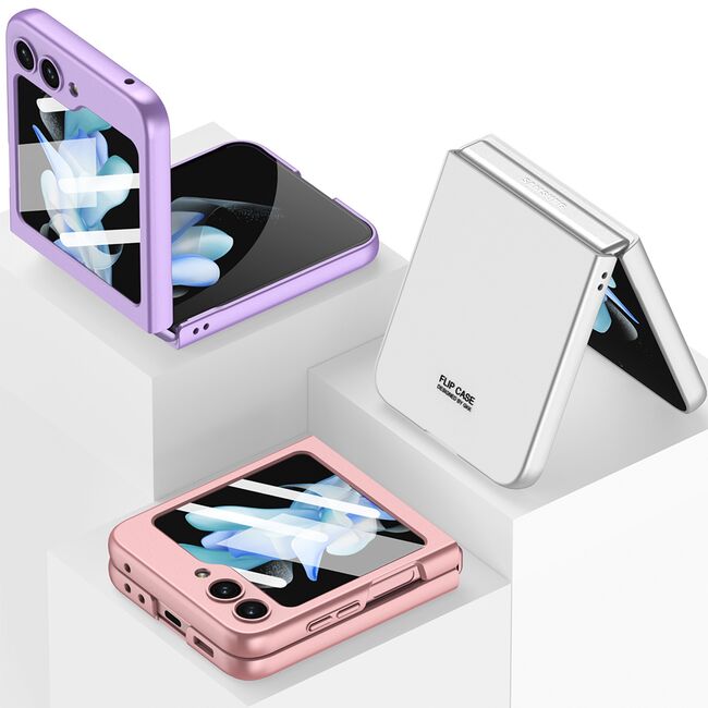 [Pachet 360°] Husa + folie pentru ecranul secundar Samsung Galaxy Z Flip 5 GKK Original, roz