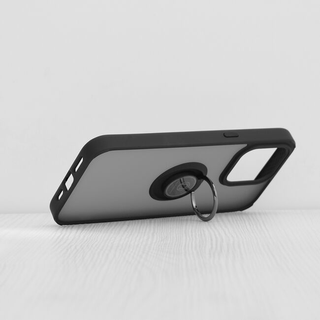 Husa iPhone 15 Pro Max Techsuit Glinth cu inel suport stand magnetic, negru