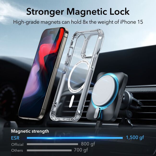 Husa iPhone 15 Pro ESR Air Armor HaloLock, transparenta
