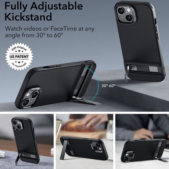 Husa iPhone 15 ESR Air Shield Boost Kickstand, negru