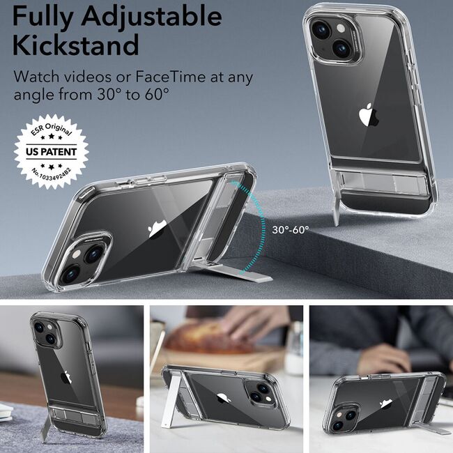 Husa iPhone 15 Plus ESR Air Shield Boost Kickstand, transparenta