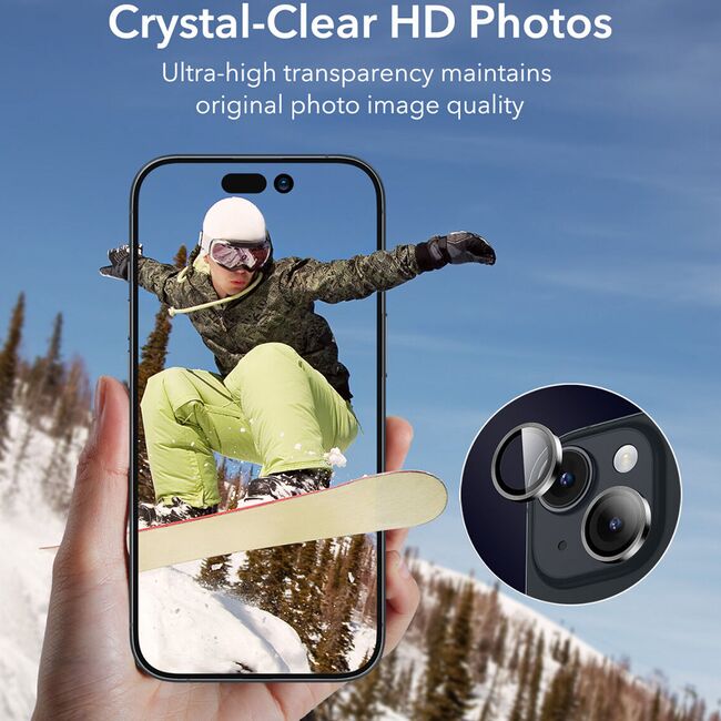Folie sticla camera iPhone 15 ESR Armorite Camera Lens Protectors, negru