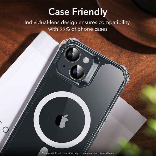 Folie sticla camera iPhone 15 ESR Armorite Camera Lens Protectors, negru