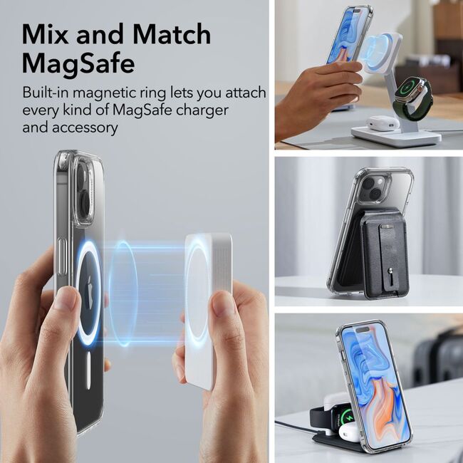 Husa iPhone 15 ESR Classic Hybrid HaloLock, transparenta