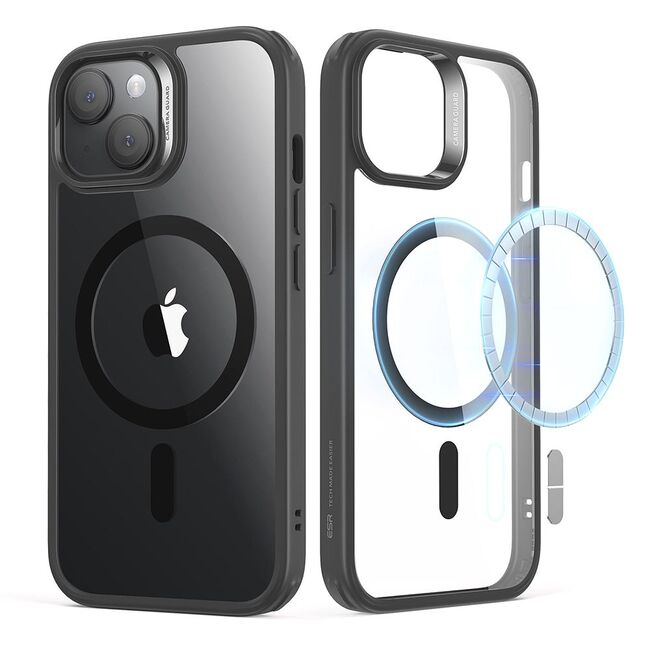 Husa iPhone 15 Plus ESR Classic Hybrid HaloLock, transparent - negru