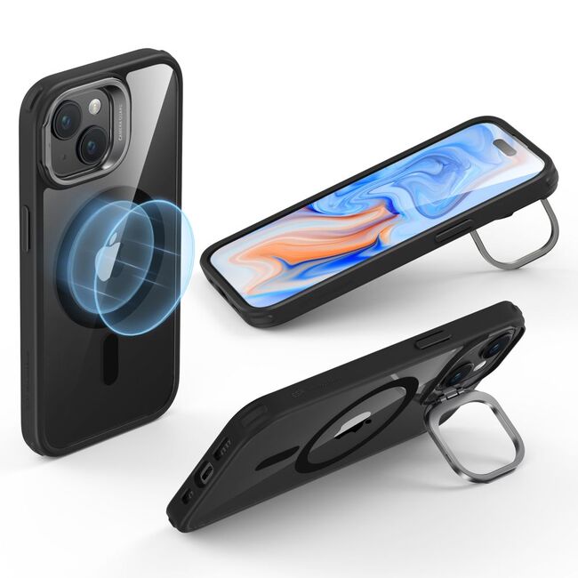 Husa pentru  iPhone 15 Plus - ESR Classic Hybrid HaloLock cu Magsafe si Kickstand - negru