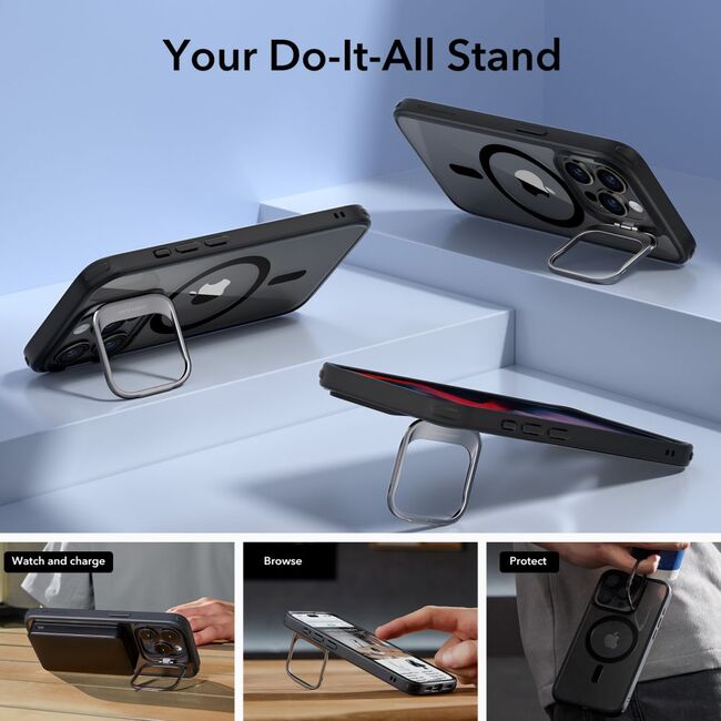 Husa pentru  iPhone 15 Pro - ESR Classic Hybrid HaloLock cu Magsafe Kickstand - negru